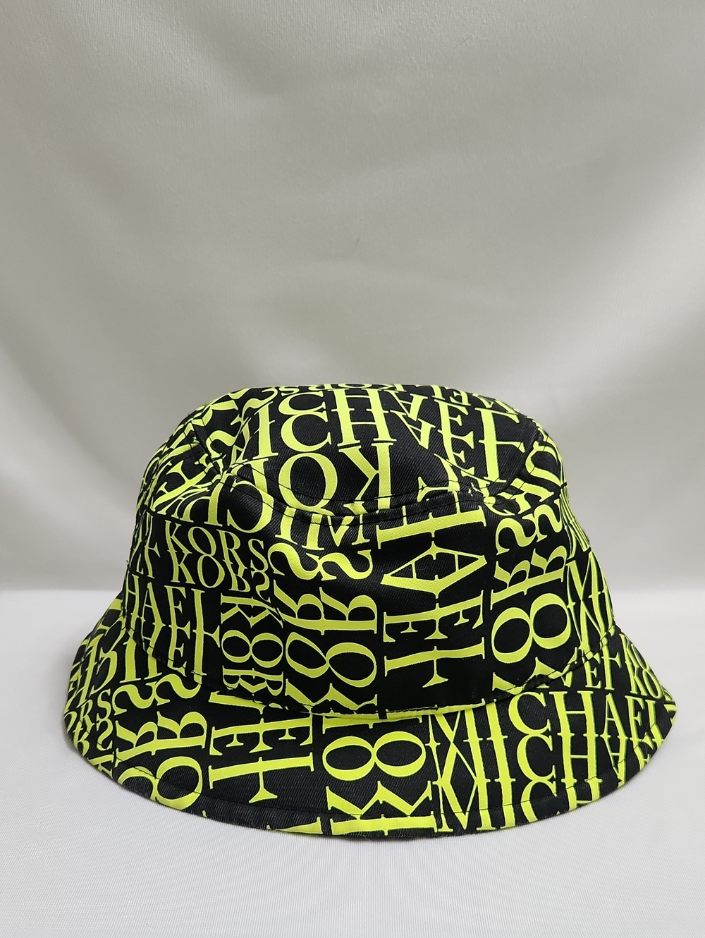 Michael Kors Black Neon Yellow Logo-Print Bucket Hat